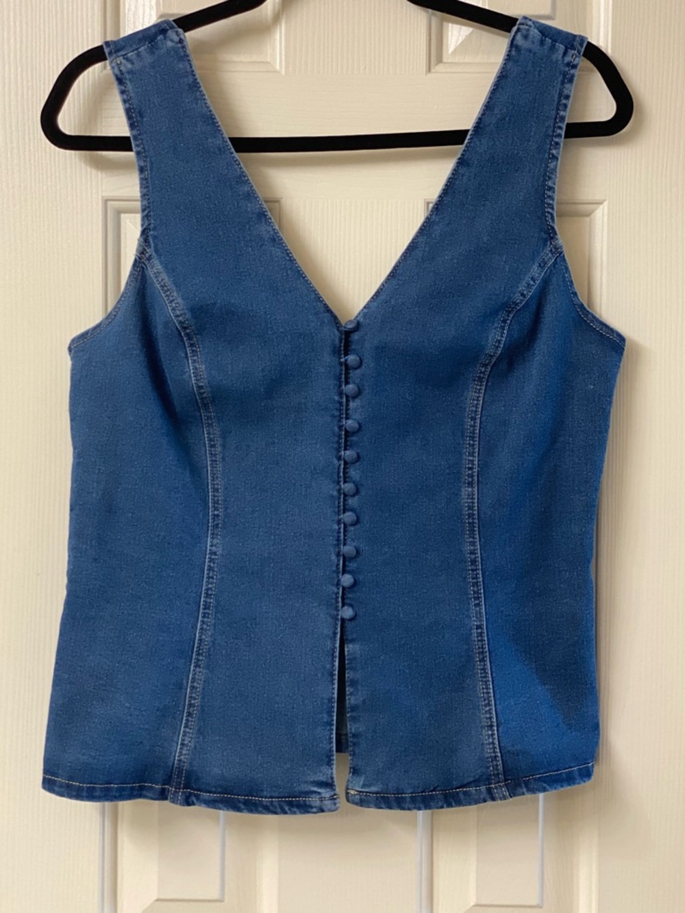 Emerson Lang Denim Button-Front Tank Top Size Large